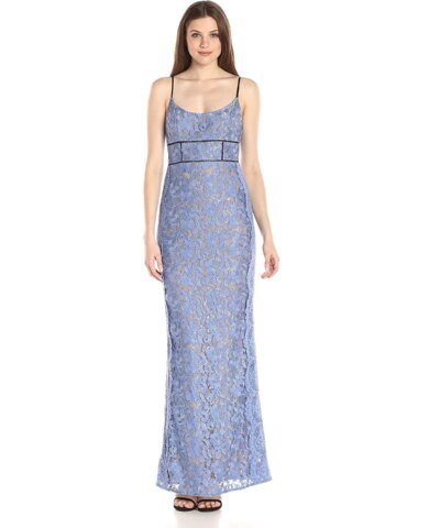 ABS Allen Schwartz Women's Gown With Fagottin Inserts and Lace Scallop seams