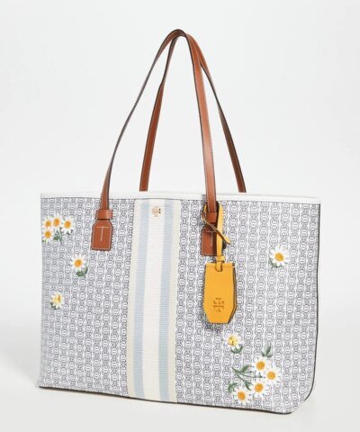 Tory Burch Gemini Link Canvas Tote floral Applique