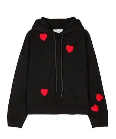 Natasha Zinko Heart-Embroidered Drawstring Hoodie