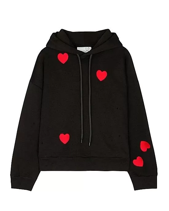 Natasha Zinko Heart-Embroidered Drawstring Hoodie