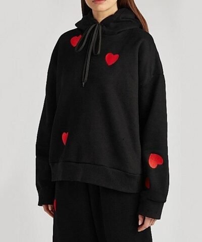 Natasha Zinko Heart-Embroidered Drawstring Hoodie