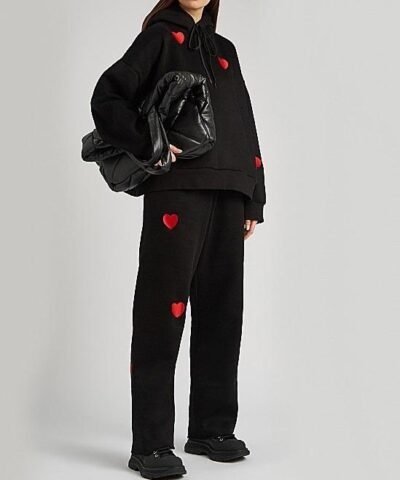 Natasha Zinko Heart-Embroidered Drawstring Hoodie