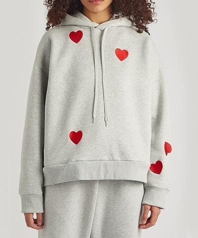 Natasha Zinko Heart-Embroidered Drawstring Hoodie