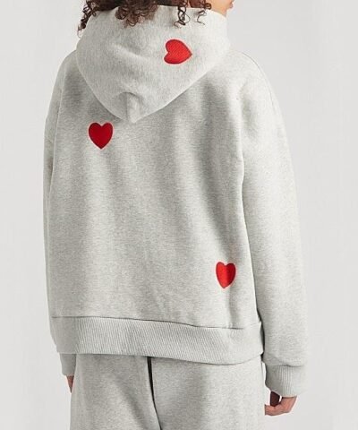 Natasha Zinko Heart-Embroidered Drawstring Hoodie