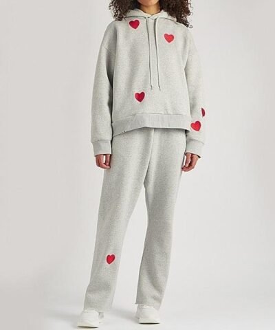 Natasha Zinko Heart-Embroidered Drawstring Hoodie
