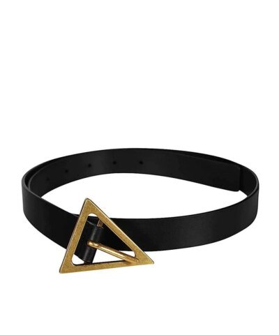 Bottega Veneta 2.0 cm Black Triangle-Buckle Leather Belt