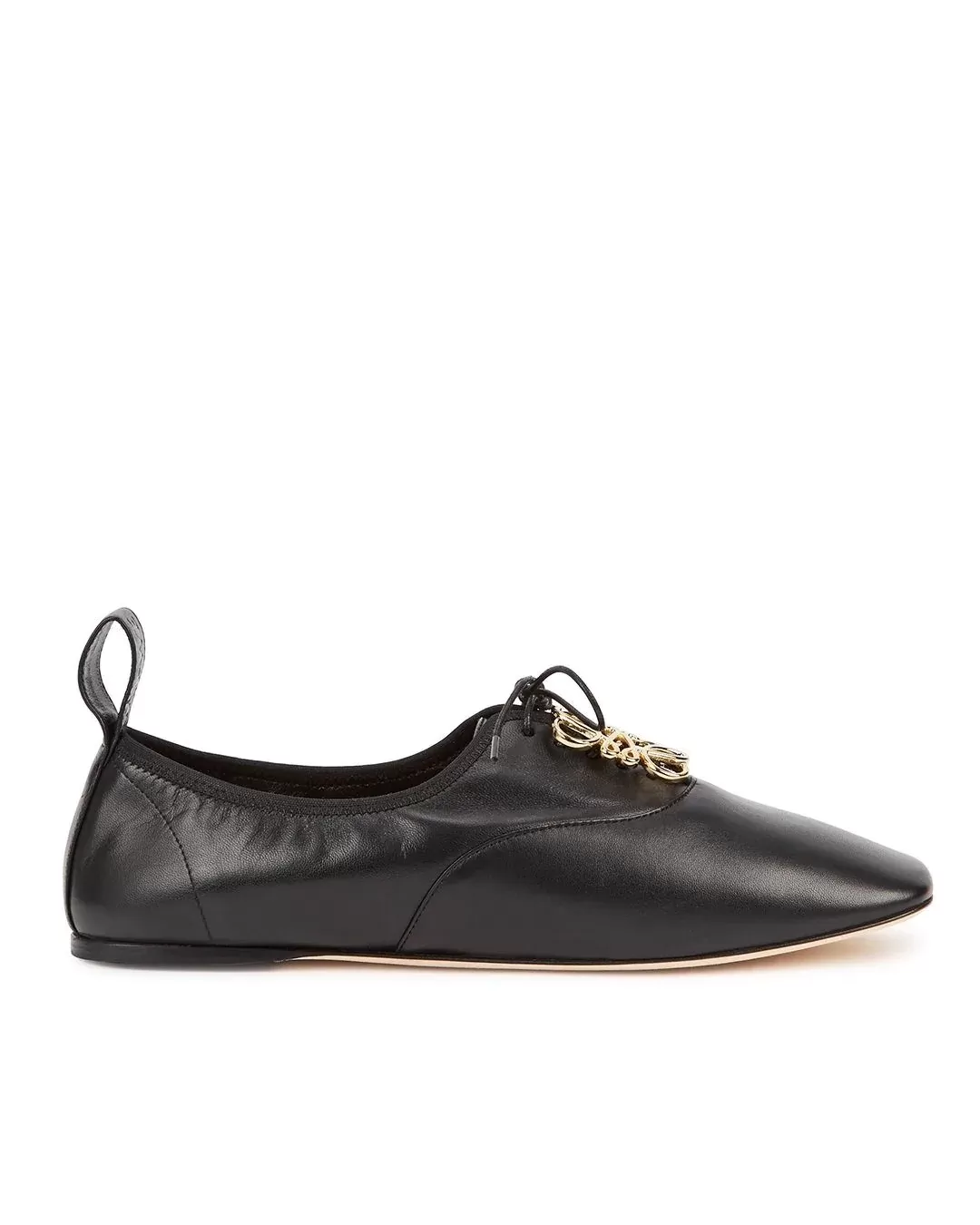 Loewe Black Logo Leather Flats, Black