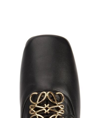 Loewe Black Logo Leather Flats, Black
