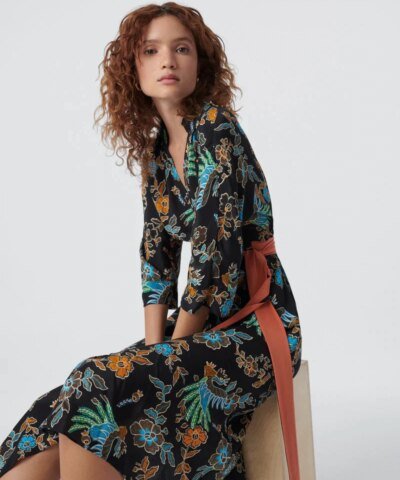 DVF Madalena Midi Wrap Dress In Silk Crepe De Chine