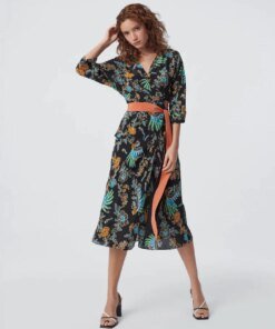 DVF Madalena Midi Wrap Dress In Silk Crepe De Chine