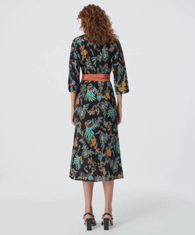 DVF Madalena Midi Wrap Dress In Silk Crepe De Chine