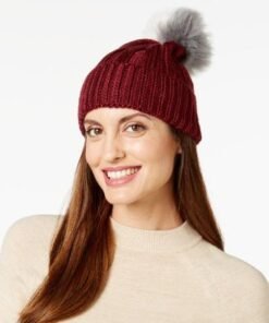 BCBGeneration Two Tone Pom Pom Beanie Wineberry