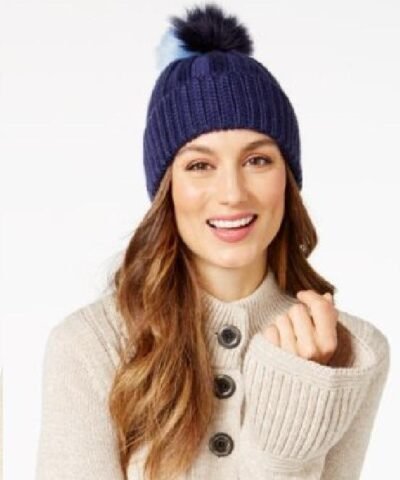 BCBGeneration Two Tone Pom Pom Beanie Wineberry