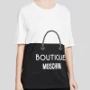 Boutique Moschino Women's White Tee - Shopping Bag Print