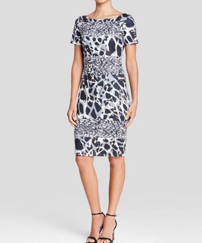 Escada Marble Print Short Sleeve Dress