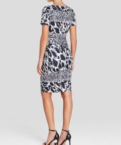 Escada Marble Print Short Sleeve Dress