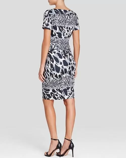 Escada Marble Print Short Sleeve Dress