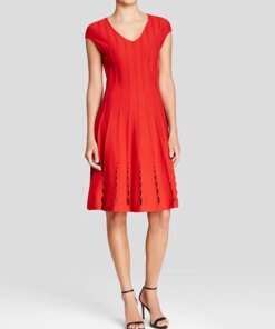 Escada Cap Sleeve Burnout Cutout Scuba Dress