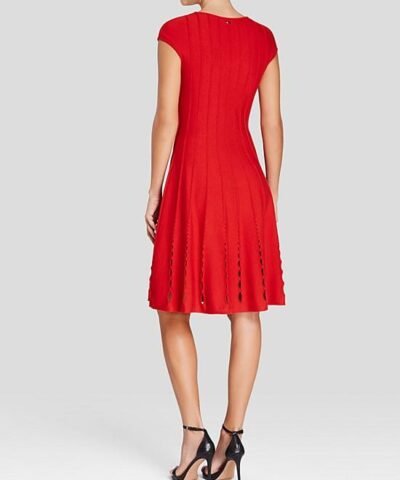 Escada Cap Sleeve Burnout Cutout Scuba Dress