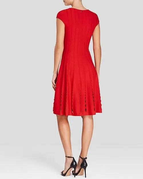 Escada Cap Sleeve Burnout Cutout Scuba Dress