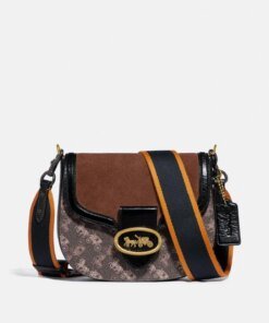 Coach Kat Saddle Bag 20 With Horse And Carriage Print