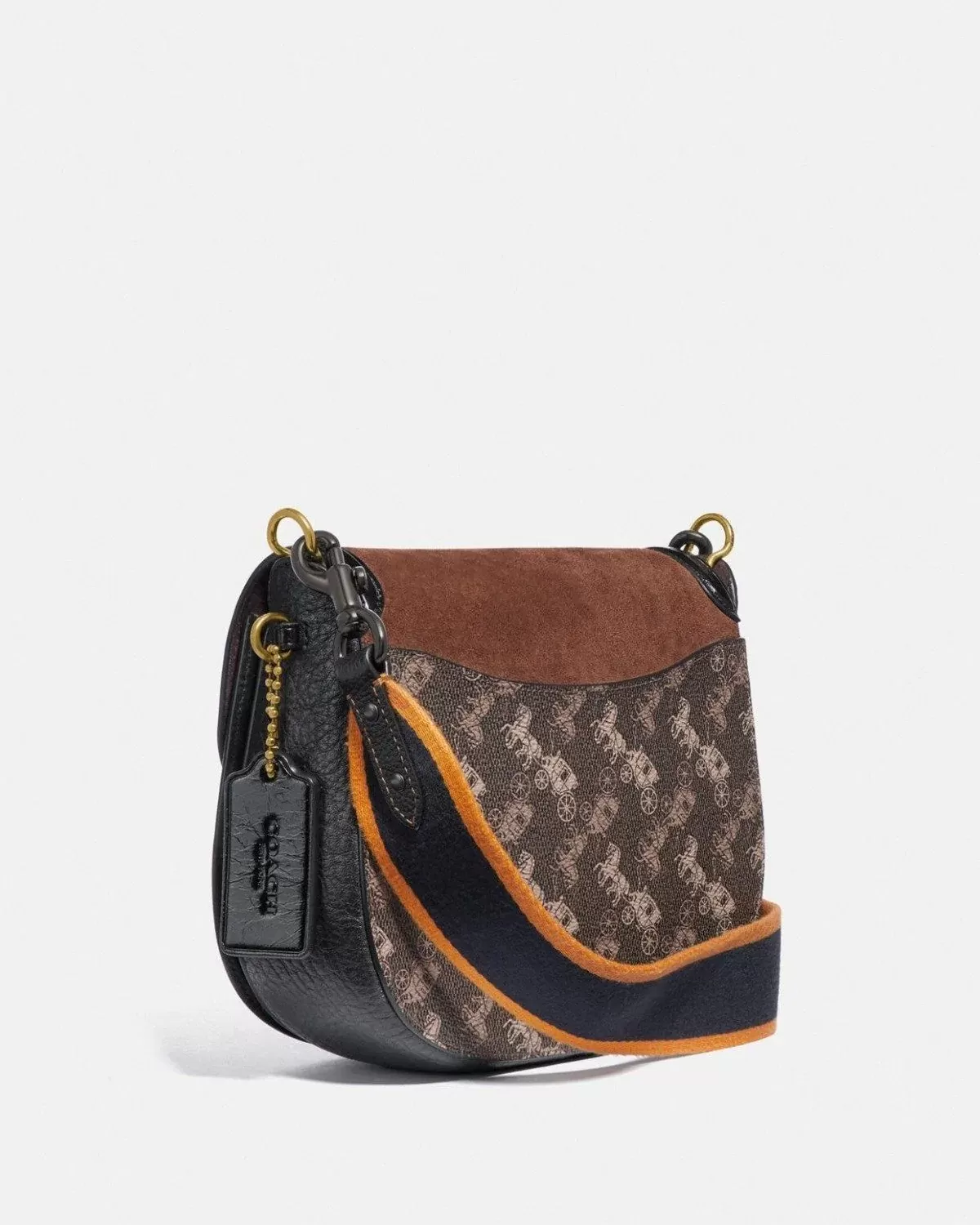 Coach Kat Saddle Bag 20 With Horse And Carriage Print