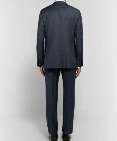 ERMENEGILDO ZEGNA Navy Slim-Fit Micro-Checked Wool Suit
