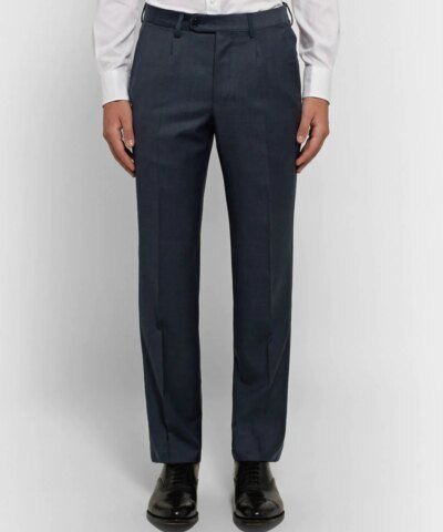 ERMENEGILDO ZEGNA Navy Slim-Fit Micro-Checked Wool Suit