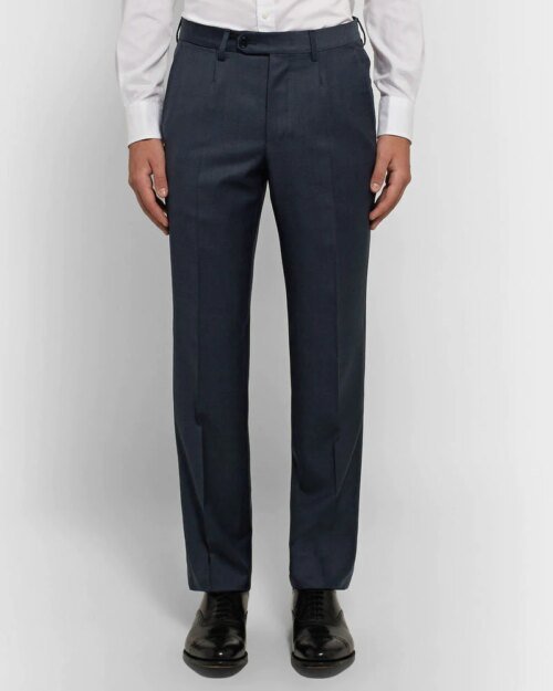 ERMENEGILDO ZEGNA Navy Slim-Fit Micro-Checked Wool Suit