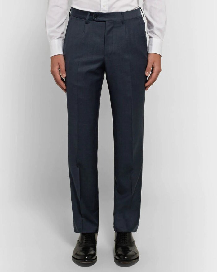 ERMENEGILDO ZEGNA Navy Slim-Fit Micro-Checked Wool Suit