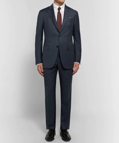 ERMENEGILDO ZEGNA Navy Slim-Fit Micro-Checked Wool Suit