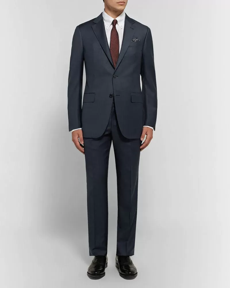 ERMENEGILDO ZEGNA Navy Slim-Fit Micro-Checked Wool Suit