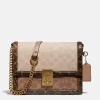 Coach Hutton Shoulder Bag In Blocked Signature Canvas With Snakeskin Detail