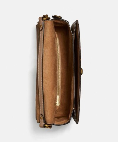 Coach Hutton Shoulder Bag In Blocked Signature Canvas With Snakeskin Detail