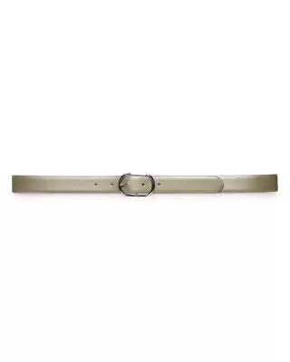 Lauren Ralph Lauren Whitby Leather Centerbar Belt Silver Mink L - Fashionbarn shop