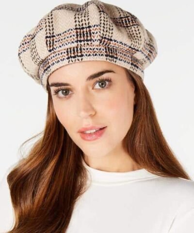 INC International Concepts Herringbone-Plaid Beret Hat