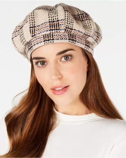 INC International Concepts Herringbone-Plaid Beret Hat