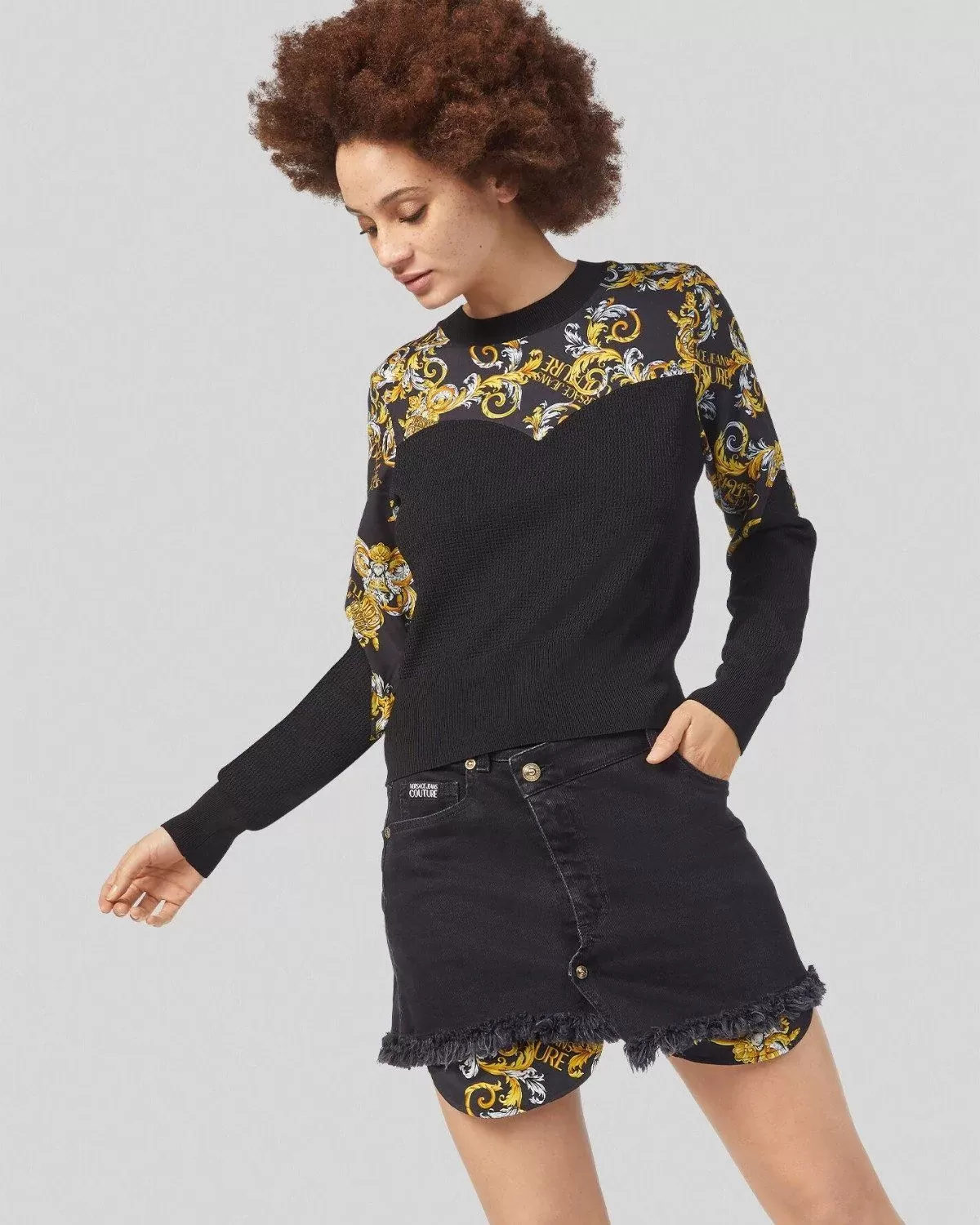 Versace Jeans Couture Logo Baroque Accent Jumper