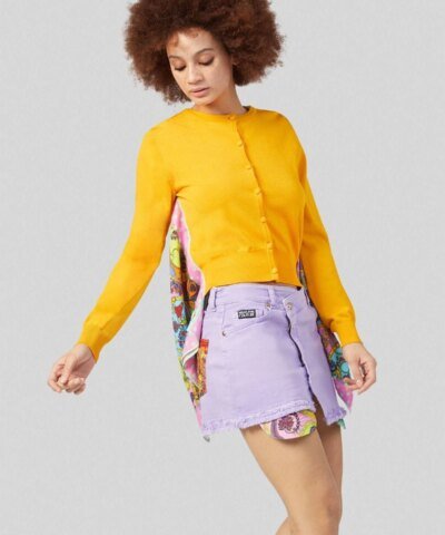 Versace Jeans Couture Foulard Accent Cardigan, Yellow