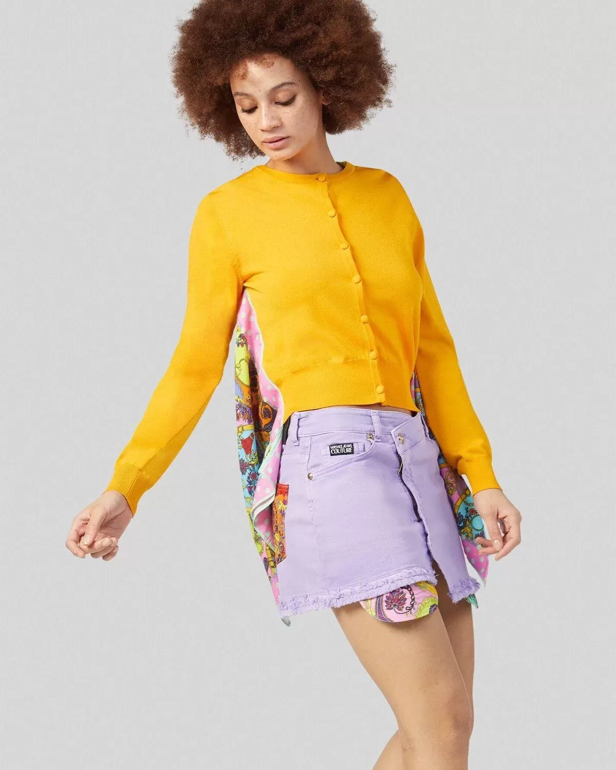 Versace Jeans Couture Foulard Accent Cardigan, Yellow