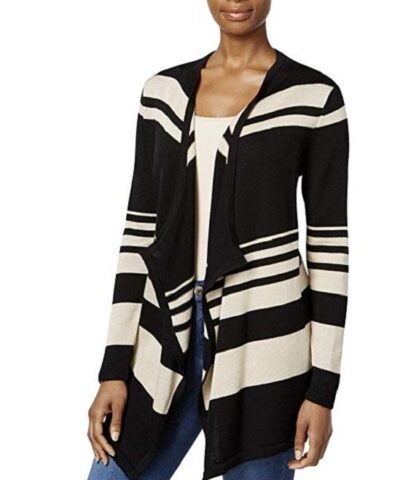 JM Collection Womens Knit Striped Duster Sweater