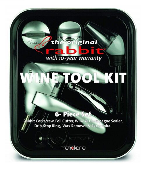 Metrokane Rabbit 6-Piece Wine Tool Kit (Silver)