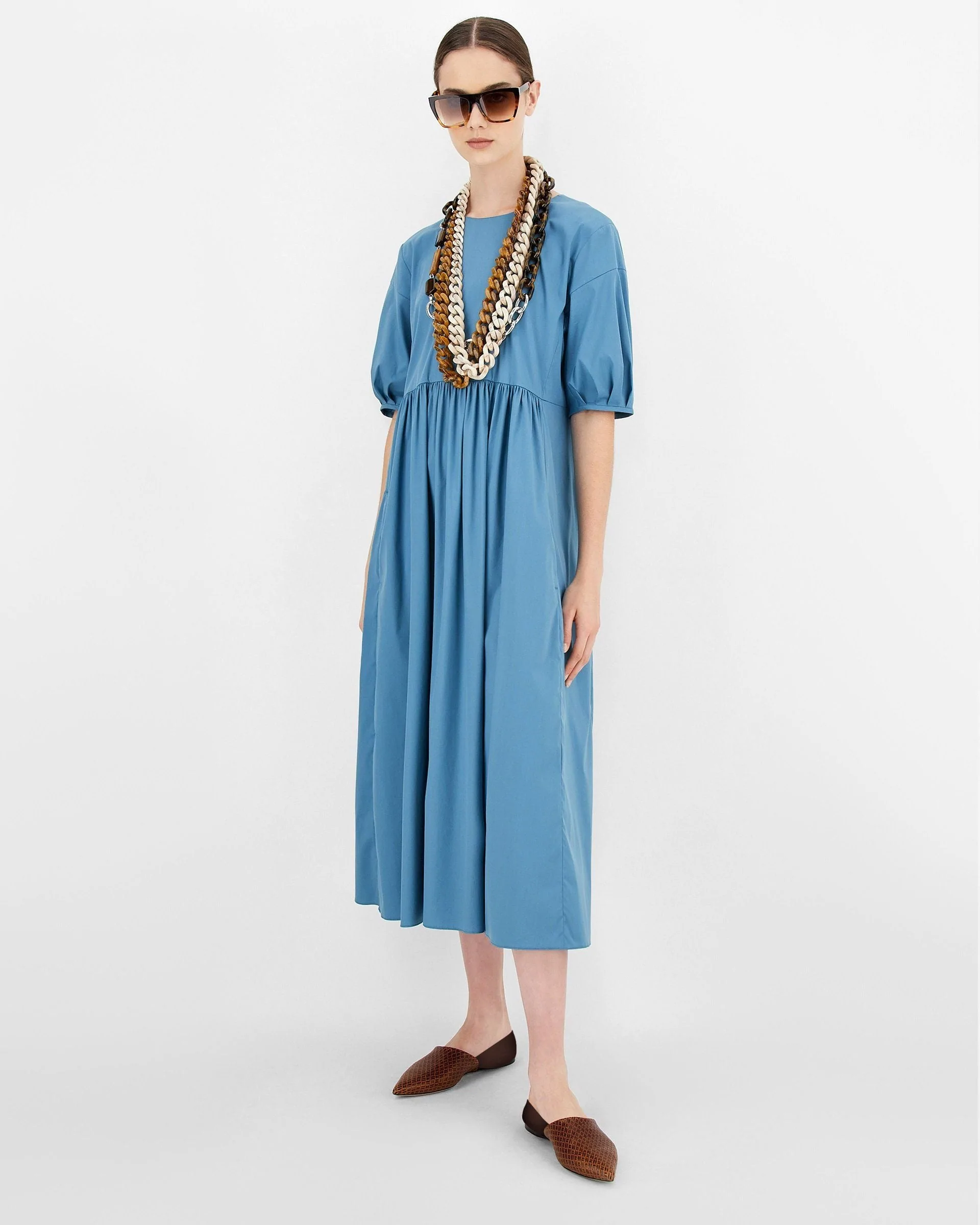 'S Max Mara Cotton Poplin Light Blue Dress