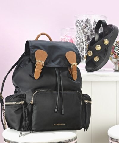 Burberry Medium Rucksack Runway Nylon Backpack, Black