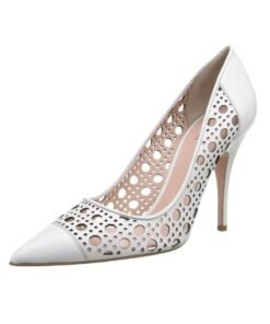 KATE SPADE new york Women's White Lizette Lattice Perforated Leather Pumps