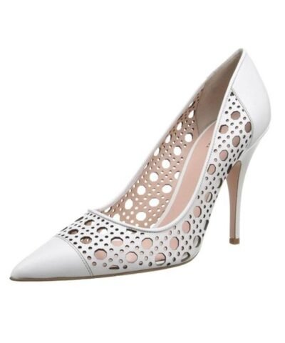 KATE SPADE new york Women's White Lizette Lattice Perforated Leather Pumps