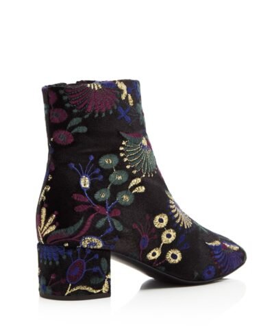 Giuseppe Zanotti Women's Embroidered Velvet Block Heel Booties