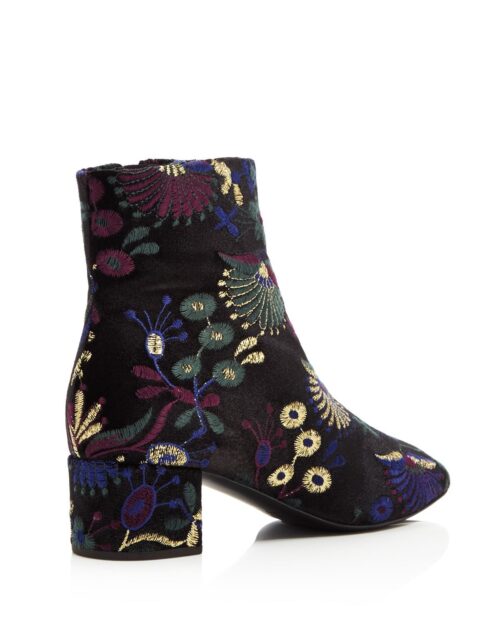 Giuseppe Zanotti Women's Embroidered Velvet Block Heel Booties