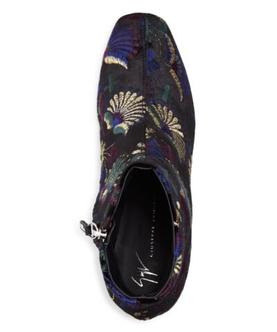Giuseppe Zanotti Women's Embroidered Velvet Block Heel Booties