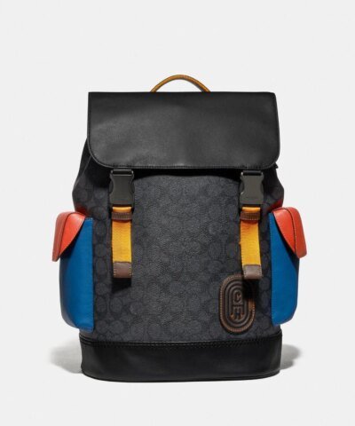 Coach Rivington Backpack In Colorblock Signature Canvas With Coach Patch